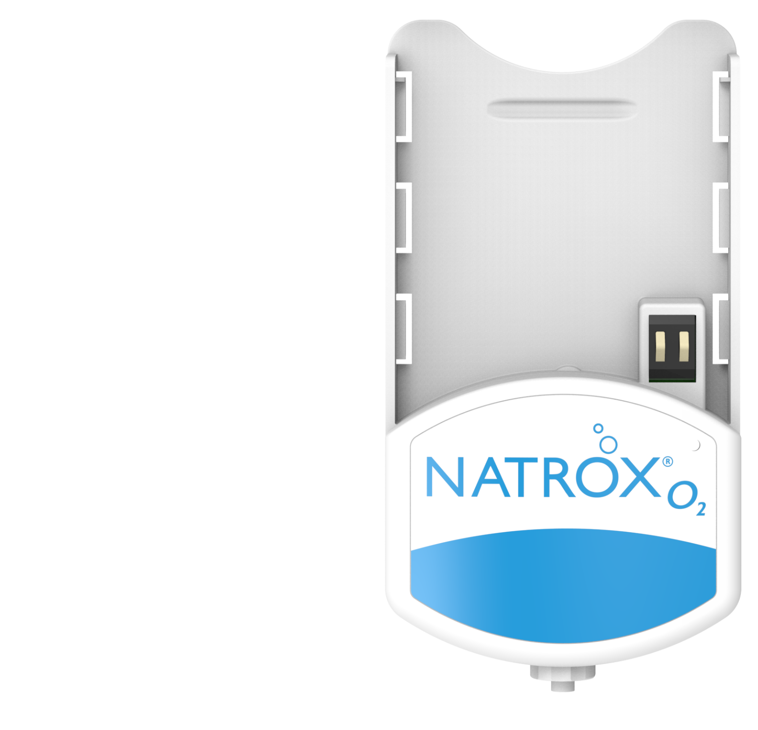 The battery compartment of the NATROX® O₂ is a topical oxygen therapy device