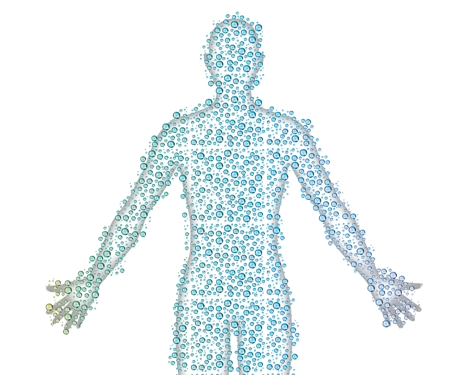 Body outline covered in oxygen bubbles